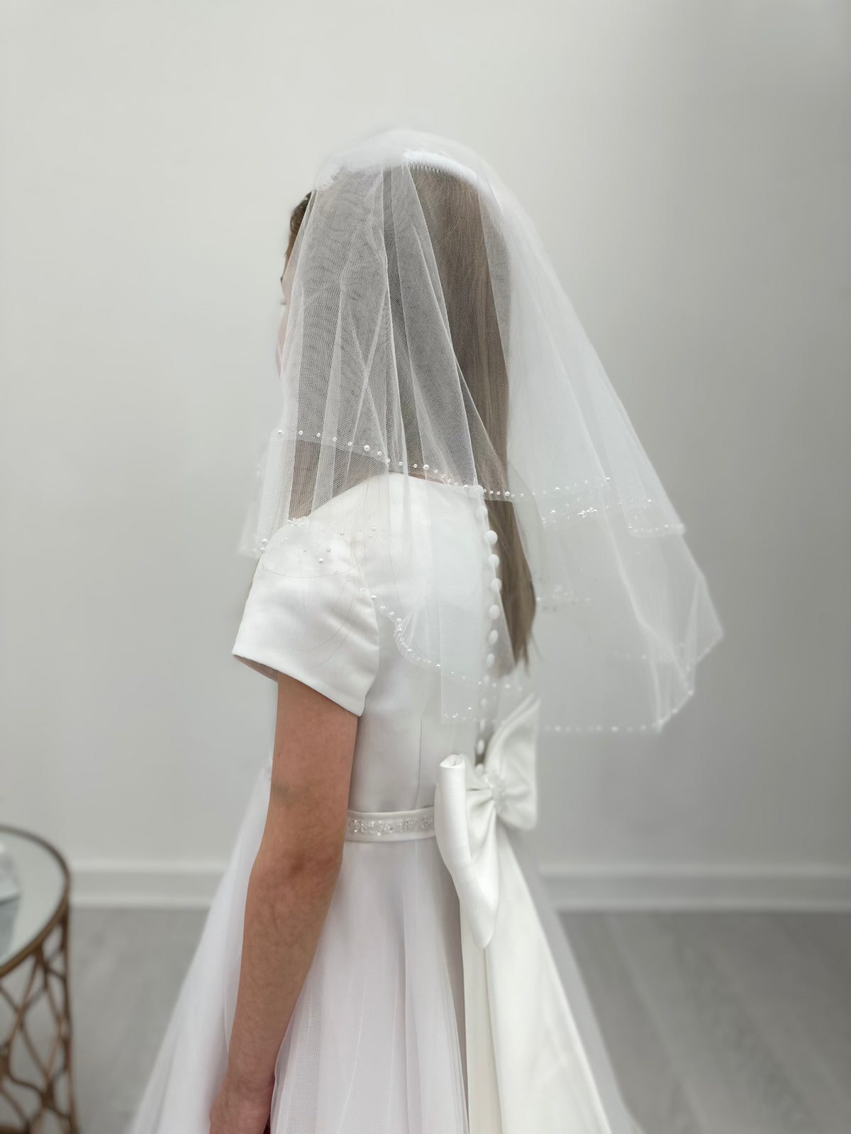 Veil With Diamond Trimming